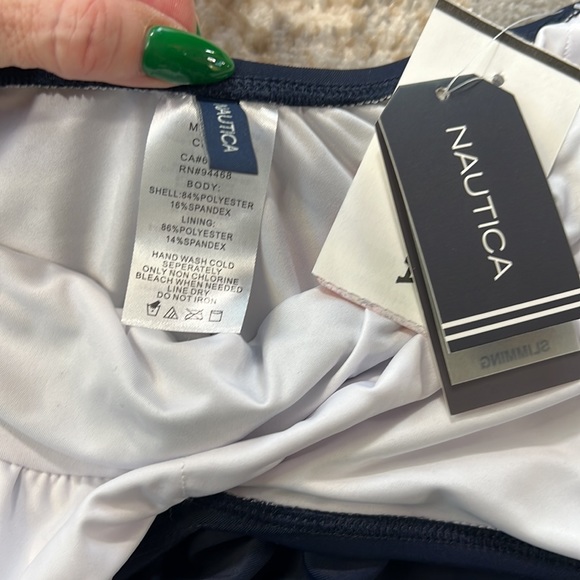 NWT NAUTICA BLUE AND WHITE ONE PIECE SHAPE ENHANCING SWIMSUIT - Picture 6 of 6